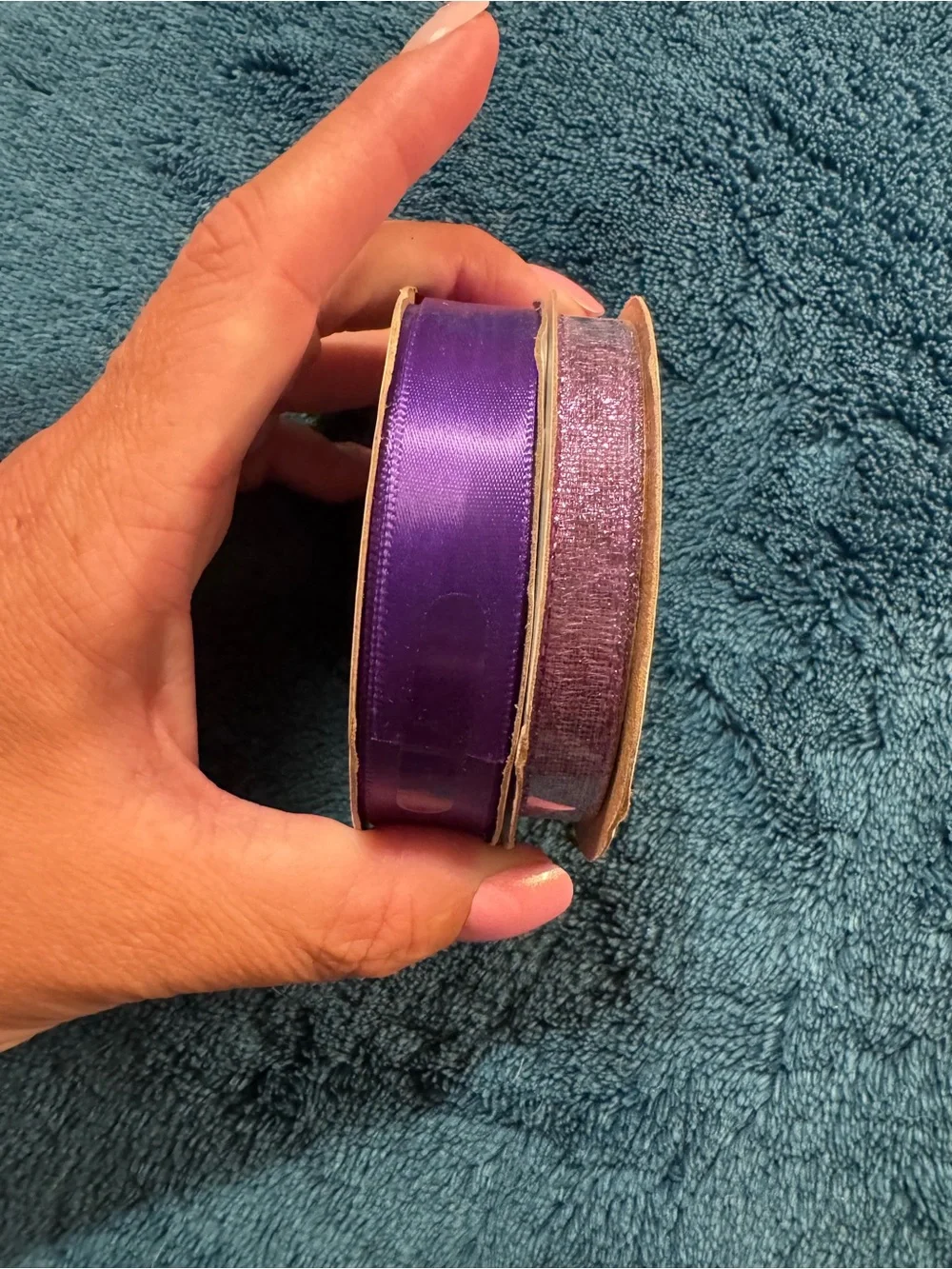 Purple Ribbon Solid And Glitter - Craft Ribbon,